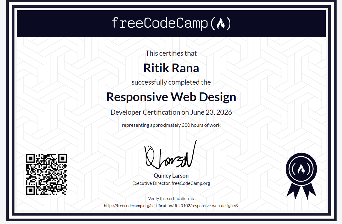 freeCodeCamp Responsive Web Design certificate